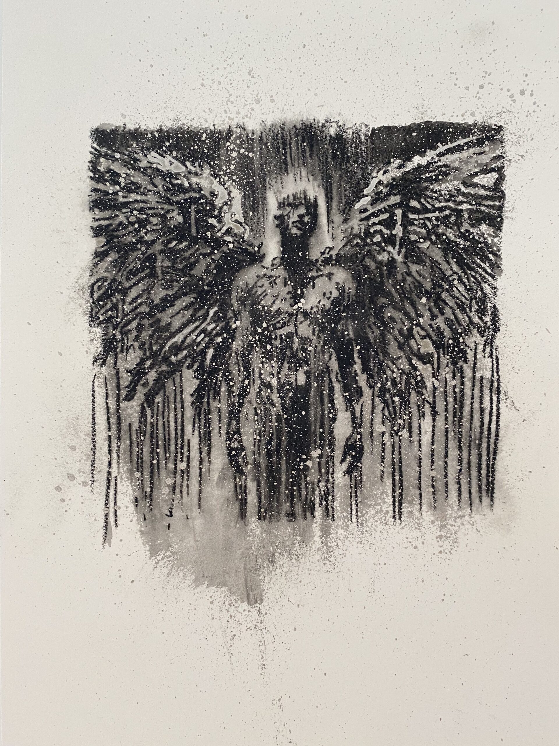 Voix intérieures, par Lannïck Dinard, collection Lumière, fusain - tech mixte., 2024,