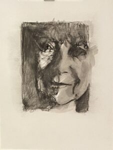 Portrait de Patricia, par Lannïck Dinard, collection Portrait, Fusain, 2024,